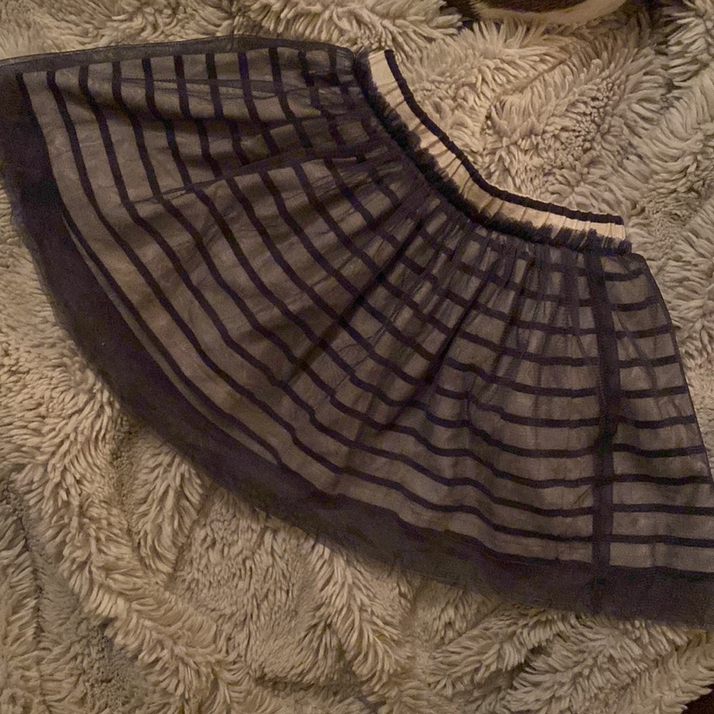 Tea kids skirt, navy blue & white striped, size 3
